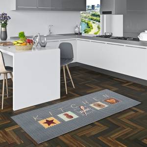 Küchenläufer Teppich Trendy Kitchen Tool Grau - Textil - 45 x 1 x 145 cm