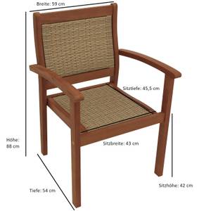 Gartensessel VARADERO stapelbar Braun - Polyrattan - Massivholz - Holzart/Dekor - 59 x 88 x 54 cm