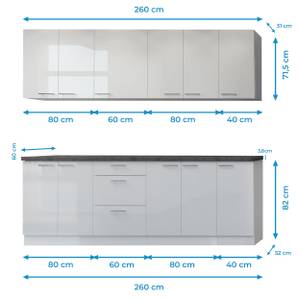 Küche Vivonne Einbauküche 260 cm Weiß - Holzwerkstoff - 260 x 213 x 60 cm