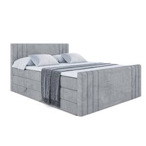 Boxspringbett IDRIKO-Z KING Hellgrau - Breite: 160 cm