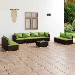 Garten-Lounge-Set (9-teilig) 3013635-4 Braun - Grün - Metall - Polyrattan - 60 x 30 x 60 cm