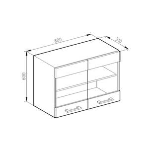 meuble de cuisine haut vitré R-Line Anthracite - Bois - Largeur : 80 cm