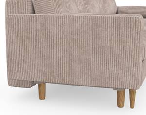 Esme Schlafsofa mit Chaiselongue Beige - Braun - Holzwerkstoff - Massivholz - Textil - Holzart/Dekor - Holz teilmassiv - 232 x 86 x 160 cm