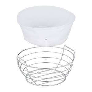 Corbeille à pain métal insert en tissu Argenté - Blanc