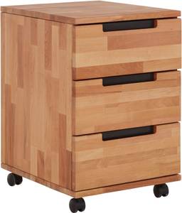 Schreibtisch mit Rollcontainer Braun - Massivholz - 140 x 75 x 70 cm