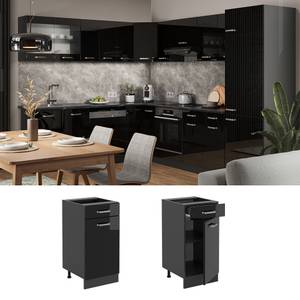 Küchenschrank mit Schublade R-Line 46011 Anthrazit - Hochglanz Schwarz