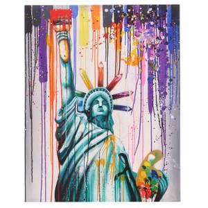Tableau statue de la liberté peinte main Textile - 80 x 100 x 3 cm