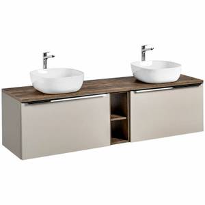 Doppelwaschtisch Taupe 180cm m. 2 Becken Braun - Holzwerkstoff - 181 x 64 x 46 cm