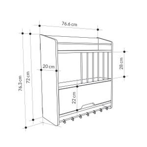 Küchenwandregal Pion-Weiß-Dunkle eiche Holzwerkstoff - 77 x 77 x 20 cm