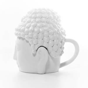 Mug Bouddha avec couvercle Blanc - Porcelaine - 11 x 13 x 12 cm