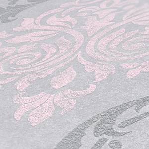 Moderne Barocktapete Grau Rosa Grau - Pink - Silber - Kunststoff - Textil - 53 x 1005 x 1 cm