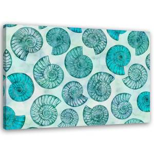 Wandbild Blau Muscheln 90 x 60 cm