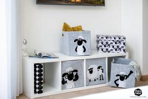 Aufbewahrungsbox Shaun mit Deckel weiss Kunststoff - 27 x 39 x 4 cm