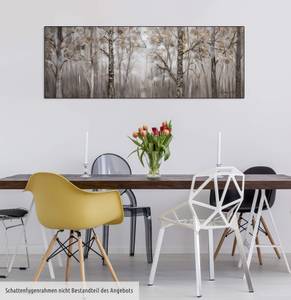 Kunstdruck handbemalt Forêt du Silence Braun - Grau - Massivholz - Textil - 150 x 50 x 4 cm