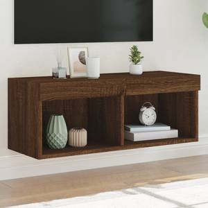 TV-Schrank mit LED-Leuchten D842 Eiche Schwarzbraun Dekor