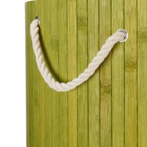 2x Panier à linge bambou rond vert Vert - Blanc