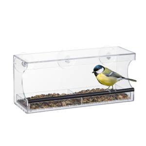 Grand mangeoire à oiseaux pour fenêtre Noir - Matière plastique - 30 x 13 x 12 cm