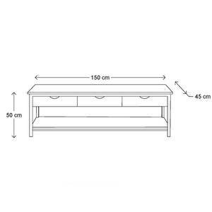 Meuble TV Shelter Island Noir - Bois massif - 150 x 50 x 45 cm