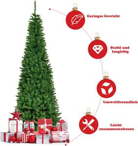 225cm LED Künstlicher Weihnachtsbaum Grün - Kunststoff - 76 x 225 x 76 cm