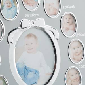 Babybilderrahmen "First Year" Grau - Silber - Weiß