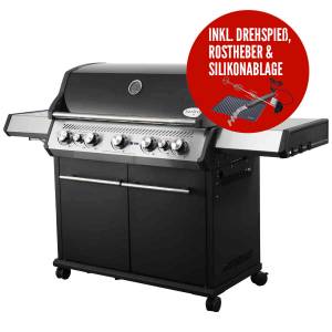 Gasgrill S-518 Schwarz inkl. Drehspieß Schwarz - Metall - 173 x 119 x 64 cm