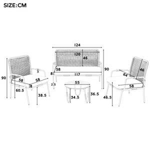 Gartenlounge-Set 4tlg Phanes Ⅱ Grau - Weiß