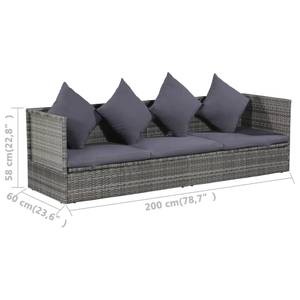 Gartenbett 3006097 Grau - Kunststoff - Polyrattan - 60 x 58 x 200 cm