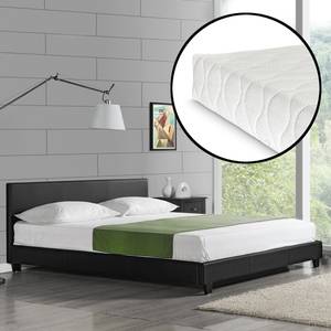 Lit Albacete avec matelas Noir - Profondeur : 180 cm