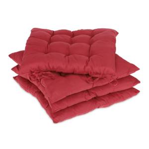 Galette de chaise rouges en lot de 4 Rouge - Matière plastique - Textile - 38 x 5 x 38 cm