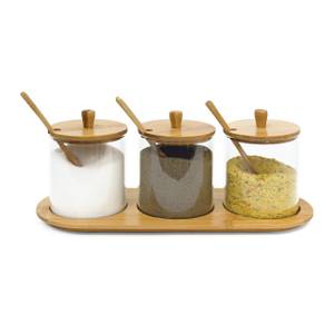 Pot à épices JIAO Pot condiments bambou Marron - Bambou - Verre - 12 x 12 x 31 cm