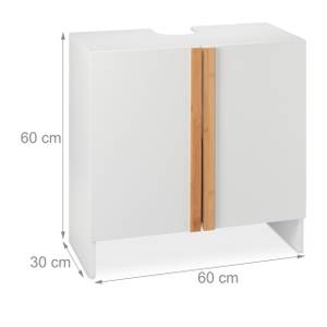 Meuble bas de lavabo blanc Marron - Blanc - Bambou - Bois manufacturé - 60 x 60 x 30 cm