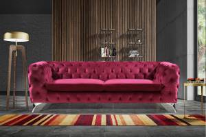 KAWOLA Sofa 3-Sitzer NARLA Chesterfield Pink