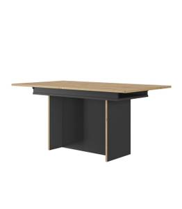 Table rectangulaire 1 allonge Noir - Bois manufacturé - 90 x 77 x 160 cm