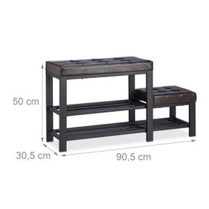 Banc d’entrée Tabouret Adulte & Enfant Noir - Marron foncé