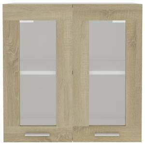 Armoire en verre suspendue 3016496-12 Marron - Imitation chêne de Sonoma - Blanc - Largeur : 60 cm