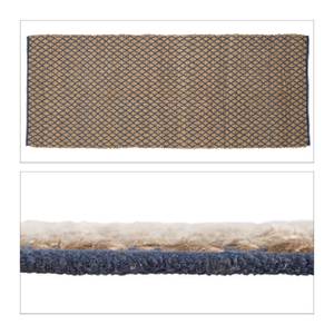 Tapis de passage tapis de sol en jute Bleu - Marron - Fibres naturelles - Textile - 80 x 1 x 200 cm