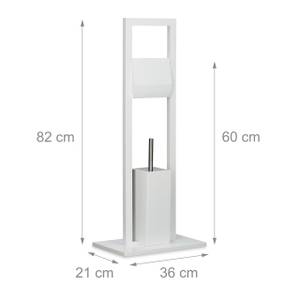 WC Garnitur Bambus weiß Silber - Weiß - Bambus - Metall - Kunststoff - 21 x 82 x 36 cm