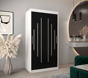 Armoire à portes coulissantes york Noir - Blanc - Largeur : 100 cm - 2 porte