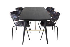 Essgruppe Gold 3 (5-teilig) Schwarz - Massivholz - 85 x 76 x 180 cm