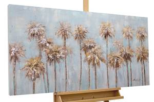 Bild handgemalt Morning in the Tropics Blau - Braun - Massivholz - Textil - 120 x 60 x 4 cm