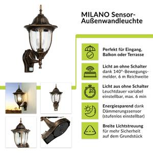 Wandlampe MILANO Kupfer - Graumetallic - Grün - Silber / Grau - Silbergrau - 24 x 46 x 23 cm