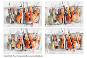 Acrylbild handgemalt Quartett der Geigen Grau - Orange - Massivholz - Textil - 120 x 80 x 4 cm