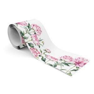 Bande Décorative Pivoines Fleurs Nature Vert - Rose foncé - Blanc - Papier - Textile - 10 x 300 x 300 cm