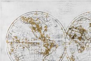 Tableau peint Discovery of the World Gris - Blanc - Bois massif - Textile - 120 x 80 x 4 cm
