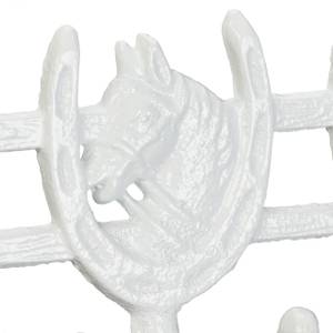 Weiße Garderobenleiste im Pferde-Design Weiß - Metall - 37 x 11 x 4 cm