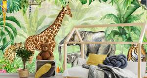 Papier Peint Animaux Plantes Tropicales 400 x 280 x 280 cm