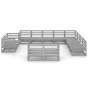 Garten-Lounge-Set (12-teilig) 3009712-1 Grau - Massivholz - Holzart/Dekor - 70 x 67 x 70 cm