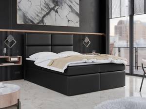 Boxspringbett mit Topper NESTEA Hochglanz Schwarz - Breite: 140 cm - H4