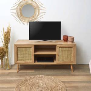 TV-Möbel aus Holz 2 Türen Bali Beige - Rattan - 115 x 57 x 39 cm