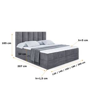 Boxspringbett BOXI1 Steingrau - Breite: 140 cm - H4